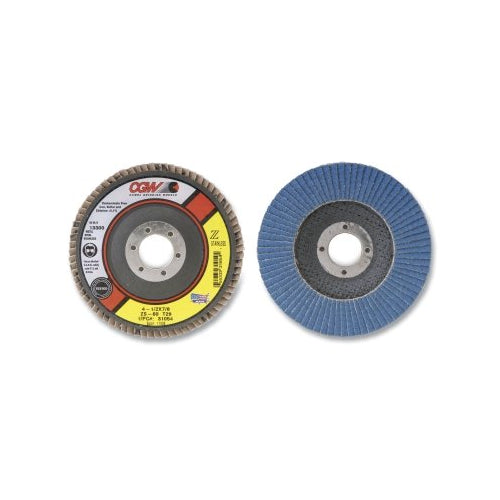 Cgw Abrasives Z-Stainless Flap Disc, 4-1/2 pulgadas de diámetro, grano 60, eje 5/8 In-11, 13300 Rpm, T27 Xl - 10 por BX - 31234