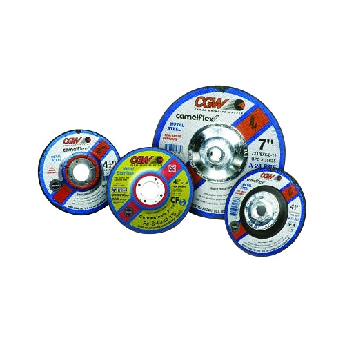 Cgw Abrasives Roue centrale déprimée, 7 pouces de diamètre, 1/8 pouces d'épaisseur, dureté R, grain 24 - 10 par boîte - 35635