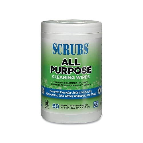Scrubs All Purpose Cleaning Wipes, 80 Wipes, Over-Sized Cannister, 9 Inches X 12 In - 6 per CA - 96580