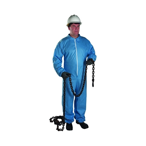 West Chester Posi-Wear® Fr Disposable Coveralls, Collared/Open Wrists And Ankles/Zipper Front, Blue, Lg - 25 per CA - 3100/L