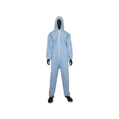West Chester Posi-Wear® Fr Disposable Coveralls, Hood/Elastic Wrists And Ankles/Zipper Front, Blue, 2Xl - 25 per CA - 3106/2XL