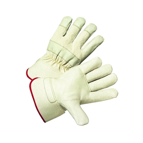 West Chester Leather Palm Gloves, X-Large, Cowhide, Canvas, Gray, Yellow - 12 per DZ - 500Y/XL