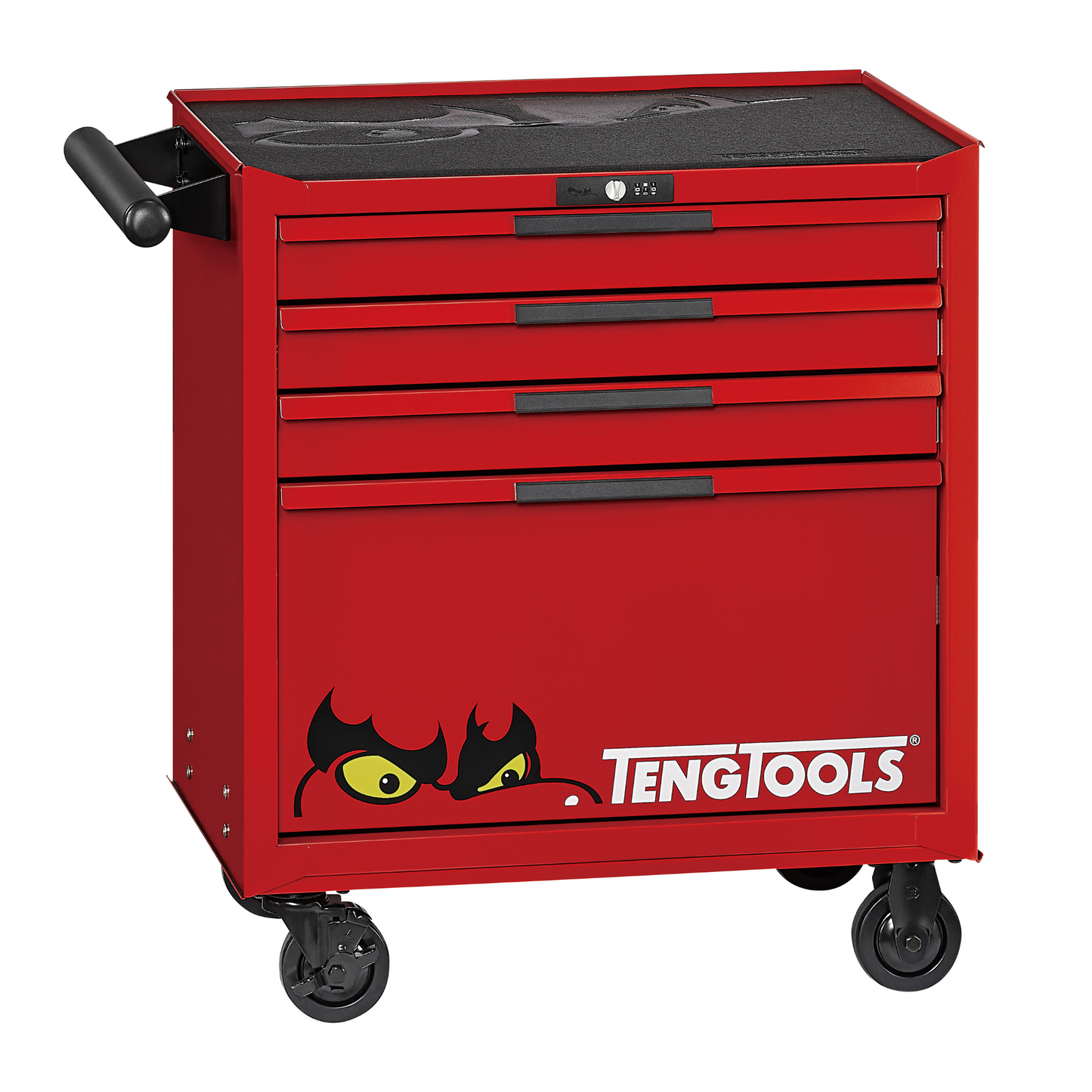 Teng Tools 26 Inch Wide 4 Drawer PRO35 Heavy Duty Red Low Roller Cabinet - TSW26R4L