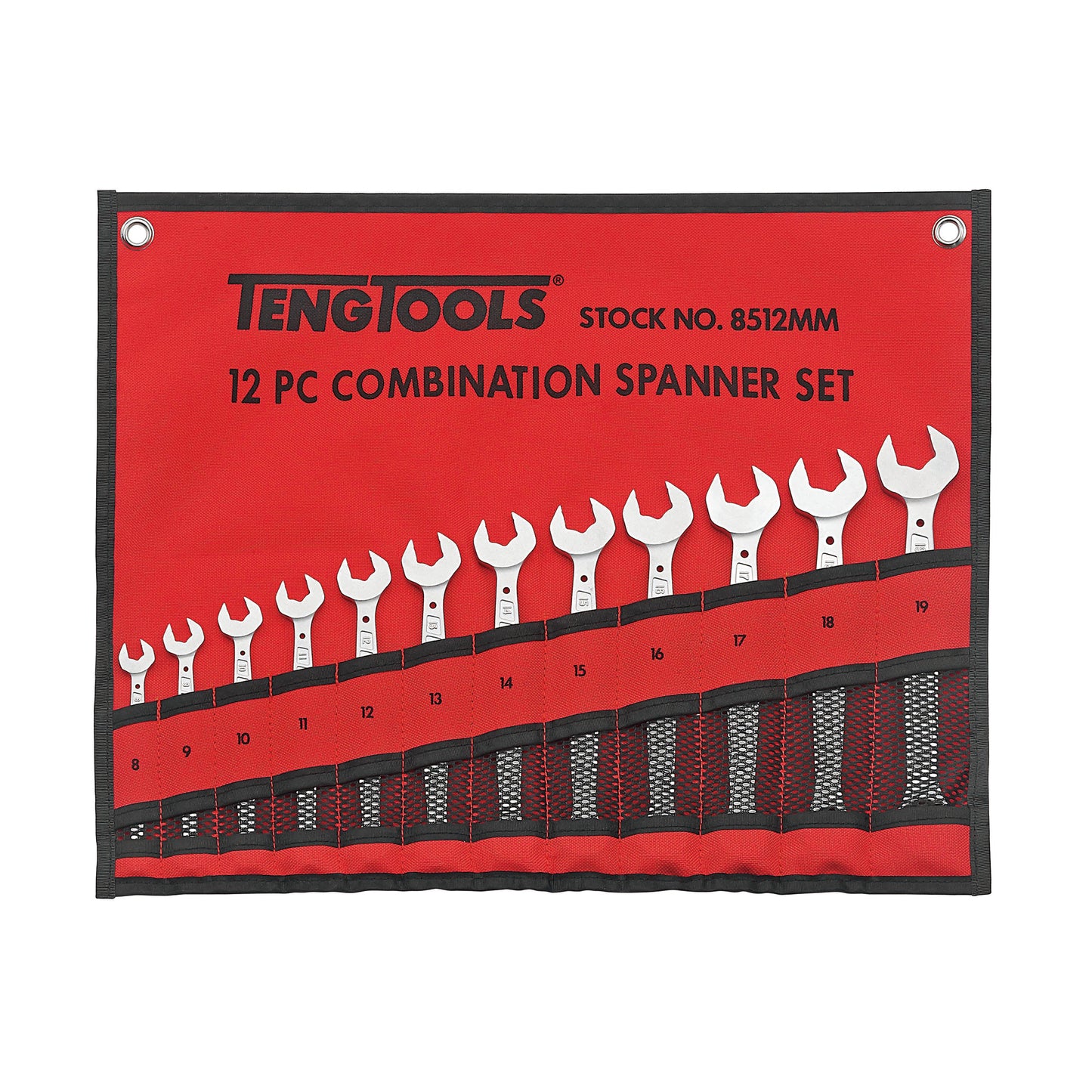 Juego de llaves combinadas métricas antideslizantes de 12 piezas Teng Tools (8 mm-19 mm) - 8512 mm