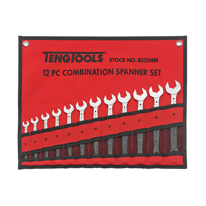 Juego de llaves combinadas métricas antideslizantes de 12 piezas Teng Tools (8 mm-19 mm) - 8512 mm