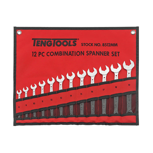 Juego de llaves combinadas métricas antideslizantes de 12 piezas Teng Tools (8 mm-19 mm) - 8512 mm