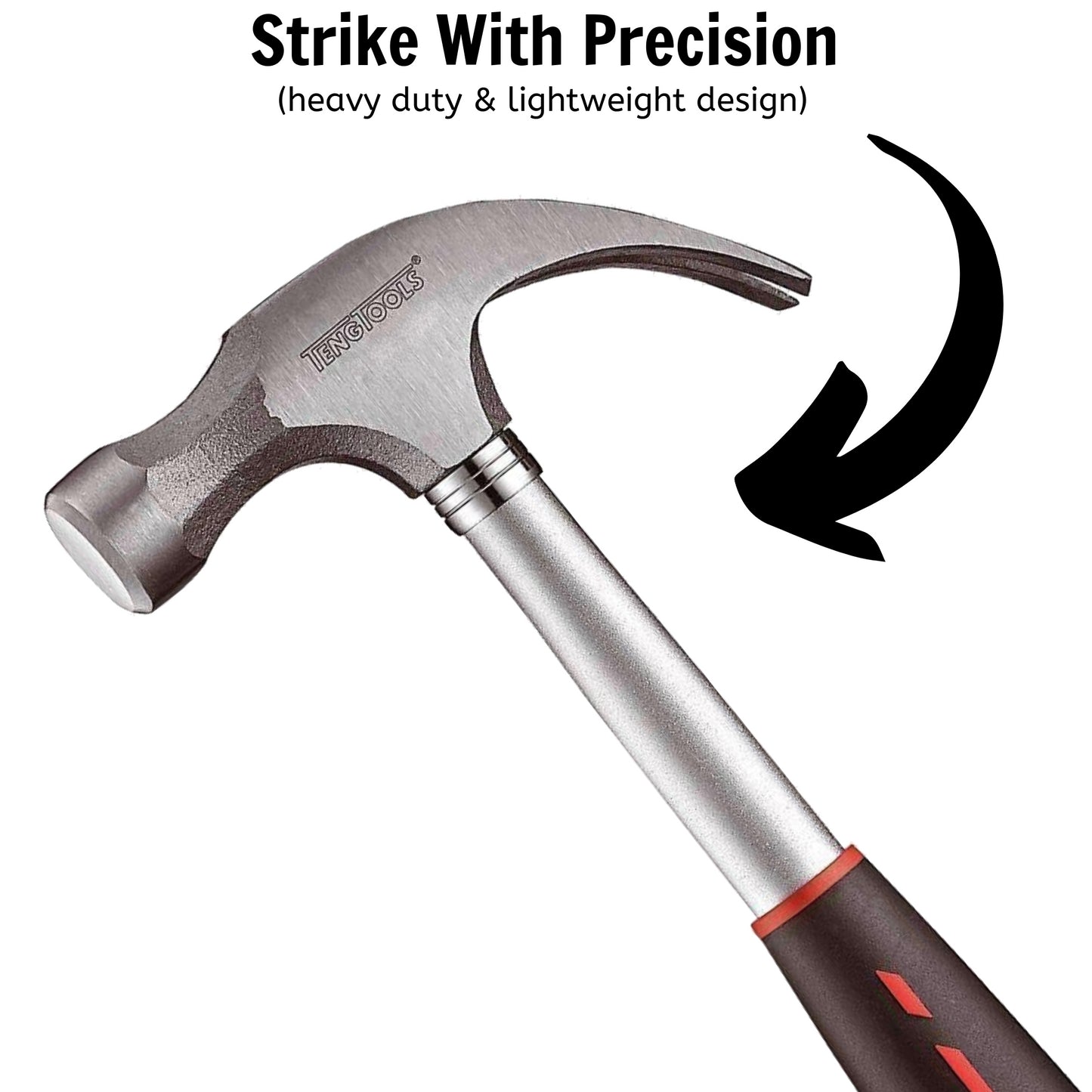 Teng Tools 16 Ounce Lightweight Claw Hammer With Steel Tube And Comfortable Grip - HMCH16A