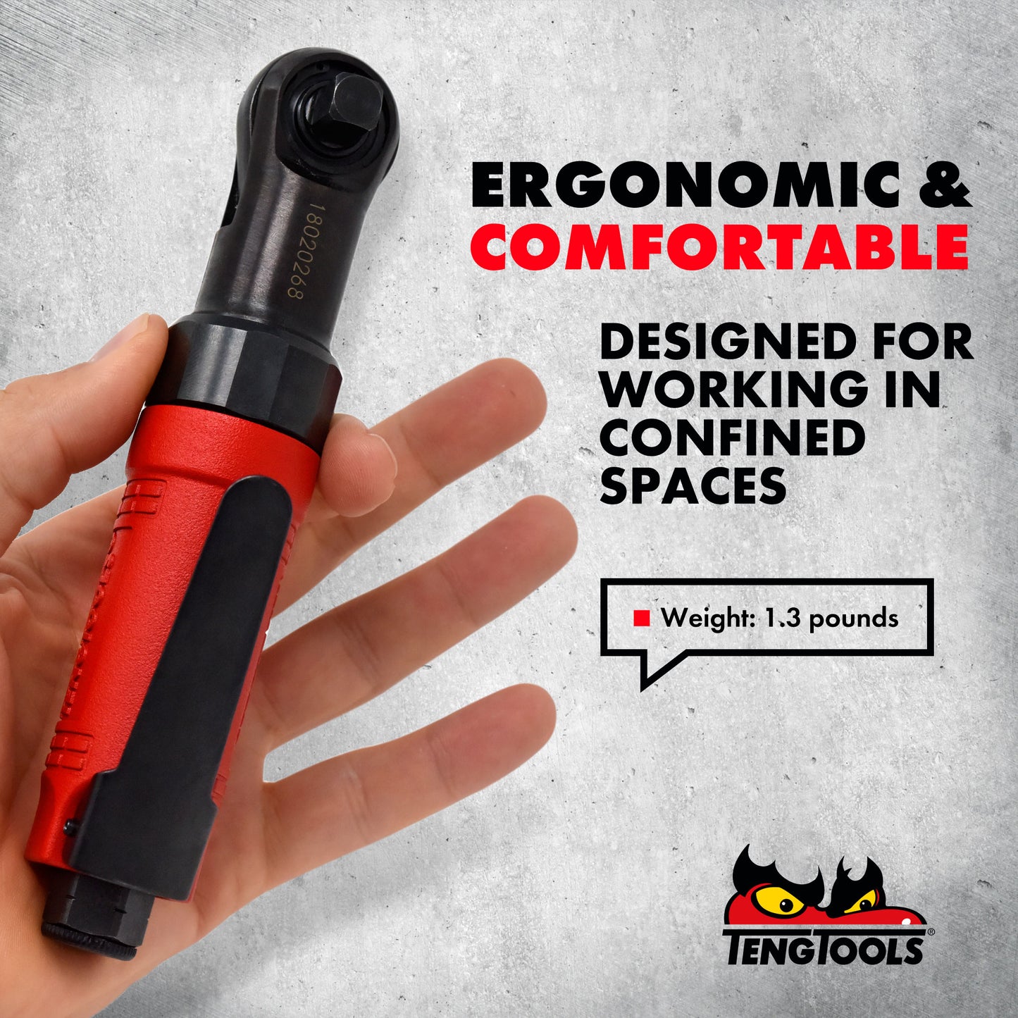 Teng Tools Clé à cliquet pneumatique avant et arrière à couple élevé à entraînement carré de 3/8 pouces - ARRM38