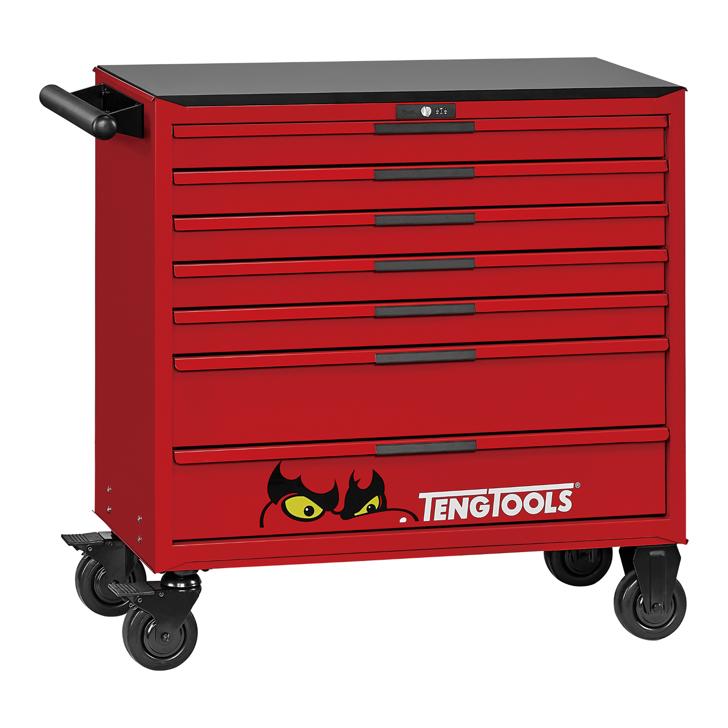 Kit de herramientas manuales con ruedas de espuma EVA de 37 pulgadas de ancho PRO35 de Teng Tools, 637 piezas, color rojo - TKW37R637F