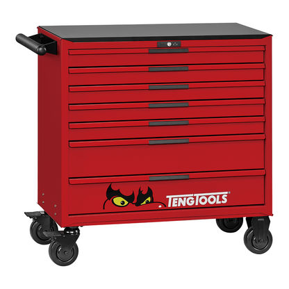 Kit de herramientas manuales con ruedas de espuma EVA de 37 pulgadas de ancho PRO35 de Teng Tools, 637 piezas, color rojo - TKW37R637F