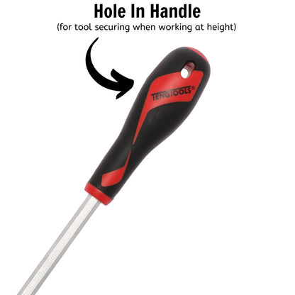 Teng Tools Destornillador de cabeza ranurada de tipo plano de 10 mm / 25/64 pulgadas x 200 mm / 7,9 pulgadas de largo - MD935N 