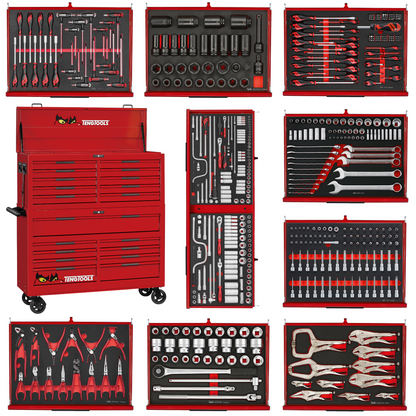 Teng Tools 1133 Piece PRO35 53 Inch Wide Ultimate EVA Foam Red Monster Mega Master Hand Tool Kit - TKS53R1133F