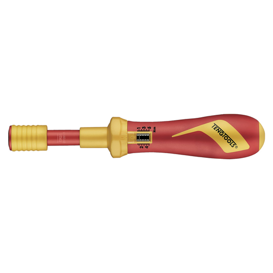 Teng Tools Tournevis dynamométrique isolé 1/4" 1000 V 1-5 Nm | Outil pour électriciens | Outil isolé | Outil électrique - 1492TVSD