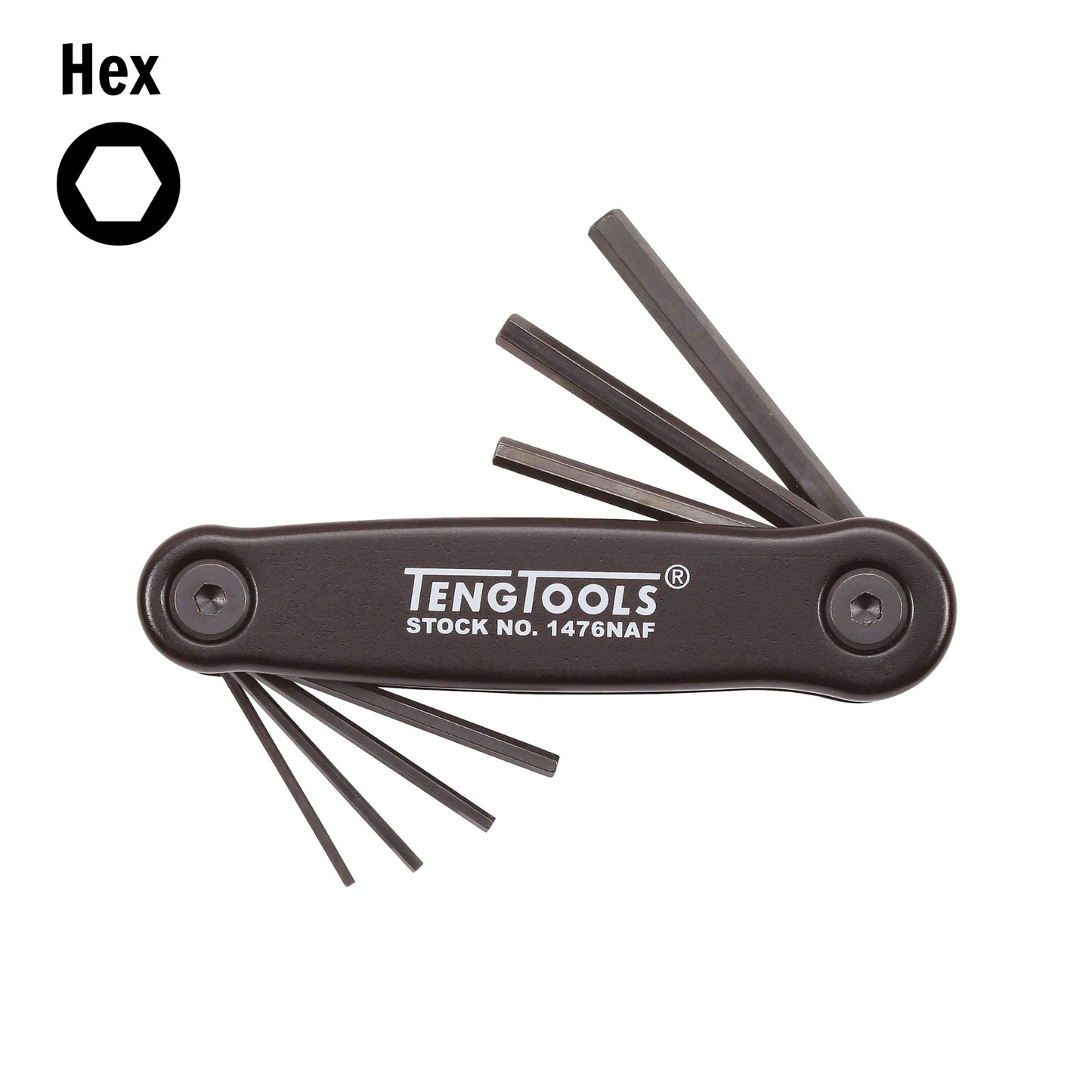 Teng Tools Juego de llaves Allen/llaves hexagonales retráctiles SAE negras de 7 piezas (1/16 pulgadas - 7/32 pulgadas) - 1476NAF