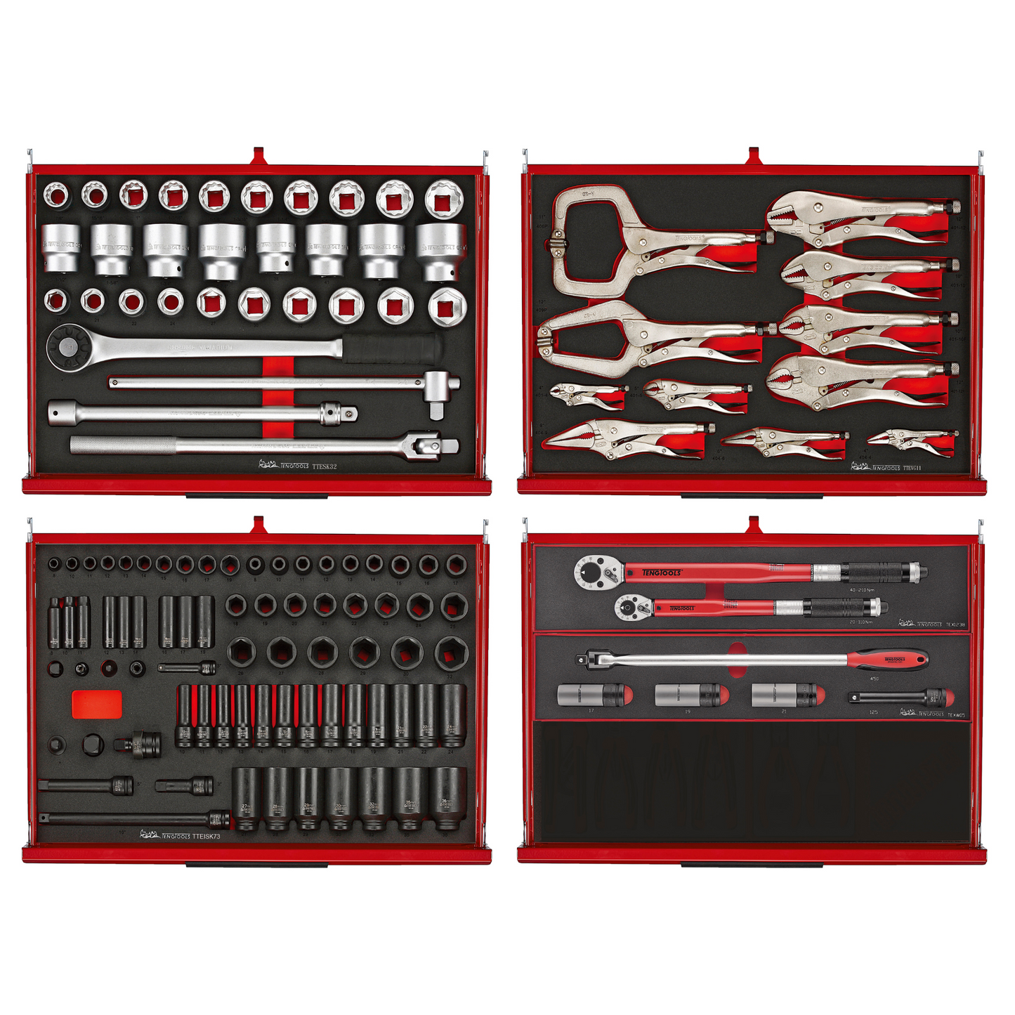 Teng Tools 1133 Piece PRO35 53 Inch Wide Ultimate EVA Foam Red Monster Mega Master Hand Tool Kit - TKS53R1133F