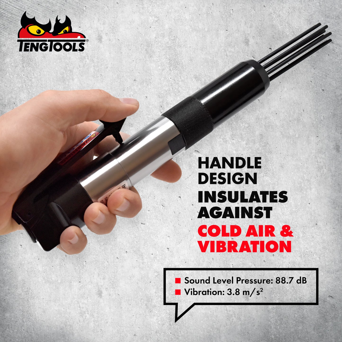 Escalador de aguja de aire neumático recto Teng Tools (para eliminar óxido, pintura y corrosión) - ARN12