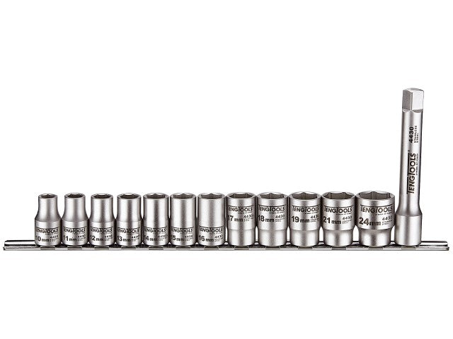 Teng Tools 13 Piece 1/2 Inch Drive Stainless Steel Socket Set - MS1213
