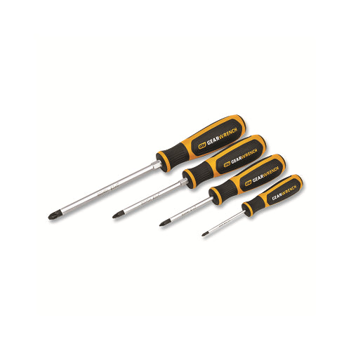 Gearwrench Dual Material Screwdriver Set, #0 To #3 Size Range, 4-Pc Pozidriv® With Tray - 1 per EA - 80061H