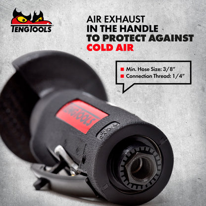 Teng Tools Herramienta de corte de aire neumática ergonómica reversible de alta velocidad con protector de seguridad - ARC80