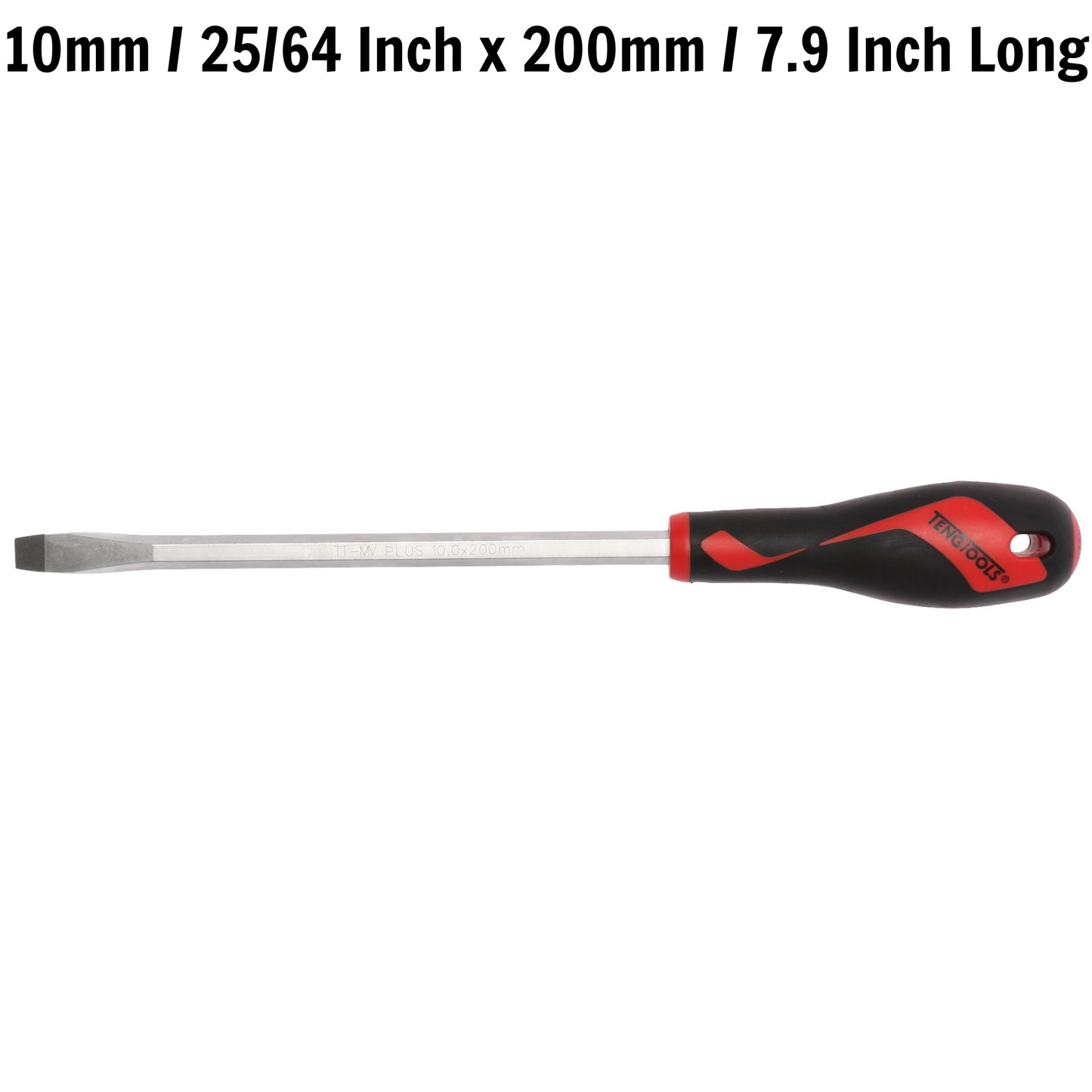 Teng Tools Destornillador de cabeza ranurada de tipo plano de 10 mm / 25/64 pulgadas x 200 mm / 7,9 pulgadas de largo - MD935N 
