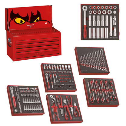 Teng Tools 183 Piece Complete Mixed EVA Foam Service Tool Kit With Free Tool Box - TC806SV-KIT2