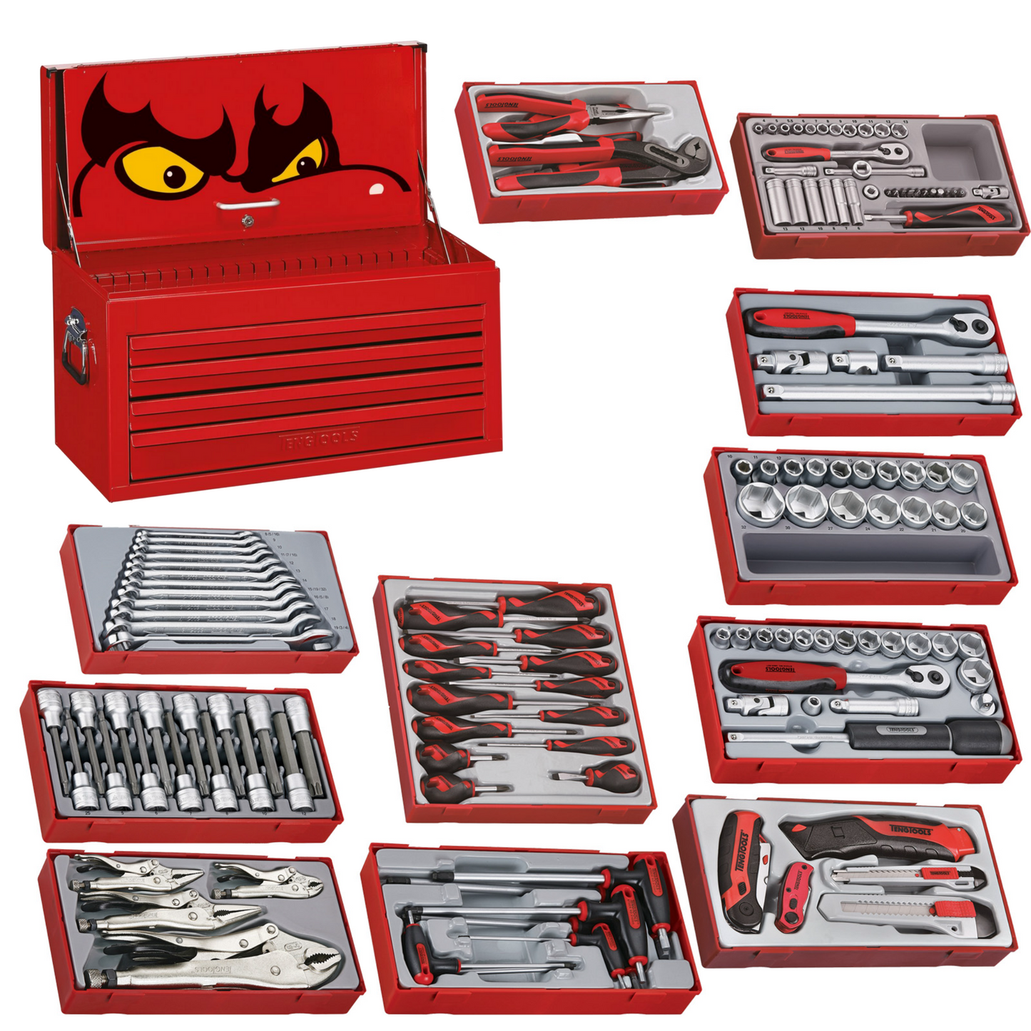 Teng Tools 173 Piece Complete Mixed Service Tool Kit With Free Tool Box - TC806SV-KIT3