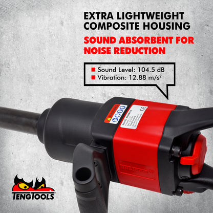 Teng Tools Clé à chocs pneumatique composite réversible robuste à entraînement carré de 1 pouce - ARWM11S