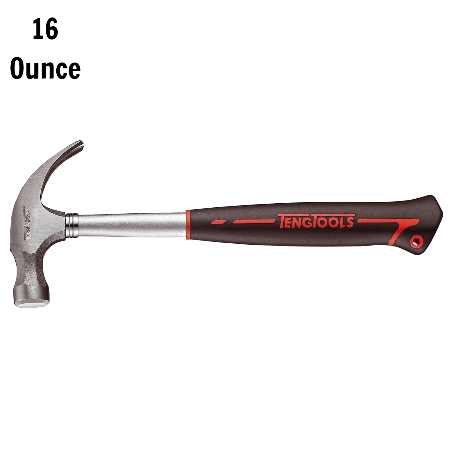 Teng Tools 16 Ounce Lightweight Claw Hammer With Steel Tube And Comfortable Grip - HMCH16A