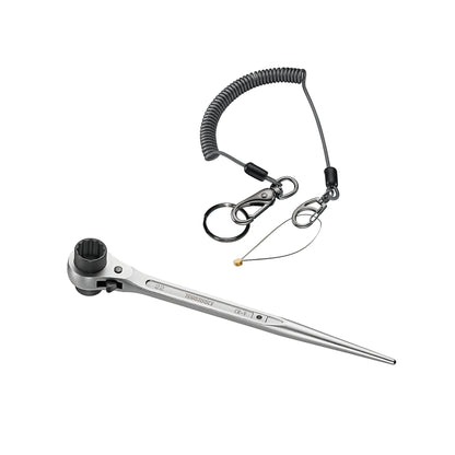 Teng Tools Clé d'échafaudage Podger à cliquet 19 x 22 mm et faisceau de fils de sécurité de 1,6 mètre