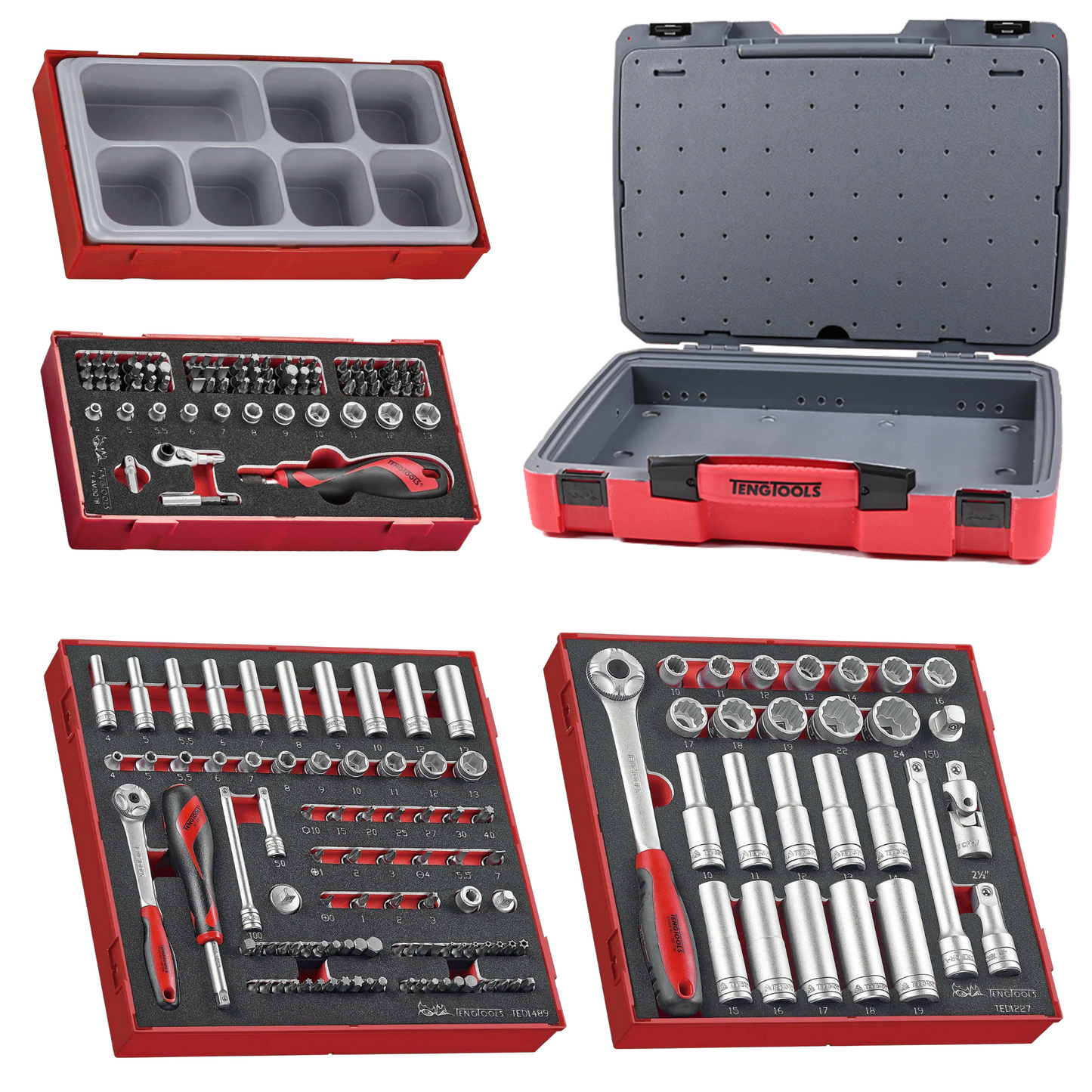 Teng Tools TC-6T-32 - Juego de puntas y vasos de espuma de 194 piezas con accionamiento de 1/4 y 1/2 pulgada 
