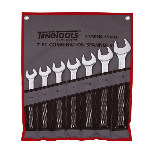 Teng Tools Juego de llaves combinadas SAE de 7 piezas y 12 puntos (13/16 pulgadas - 1-1/4 pulgadas) - 6507AF