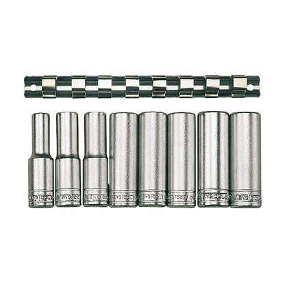 Teng Tools Juego de vasos métricos de profundidad de 12 puntos con accionamiento de 1/2 pulgada, 8 piezas (13 mm - 24 mm) - M1207