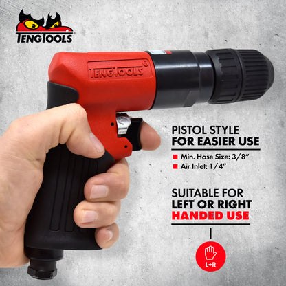 Teng Tools Estilo pistola Portabrocas de 10 mm 1800 RPM Taladro neumático reversible para mano izquierda y derecha - ARD10