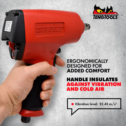 Teng Tools Pistolet à clé à chocs pneumatique en aluminium à couple élevé réversible à entraînement carré de 1/2 pouce - ARWM12