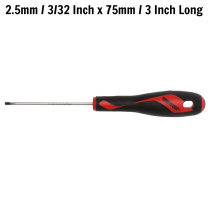 Teng Tools Tournevis à tête fendue de type plat de 2,5 mm / 3/32 pouces x 75 mm / 3 pouces de long - MD915N