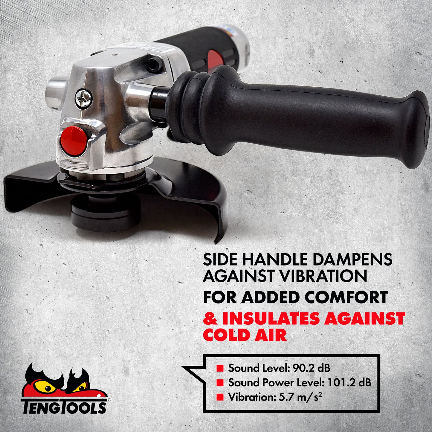 Teng Tools Outil de meuleuse d'angle pneumatique réglable 12 000 tr/min (pour roues de 5 pouces) - ARAG125