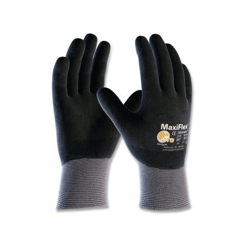 Guantes de agarre de microespuma recubiertos de nitrilo Pip Maxiflex Ultimate, negro/gris, 12 por DZ