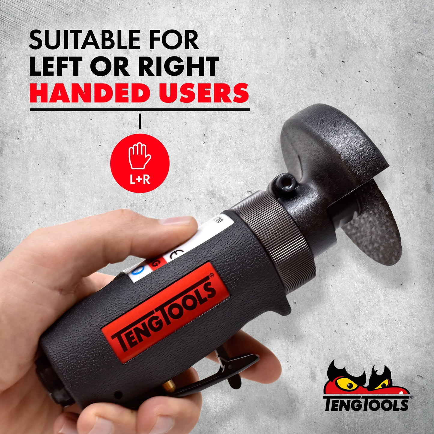 Teng Tools Herramienta de corte de aire neumática ergonómica reversible de alta velocidad con protector de seguridad - ARC80