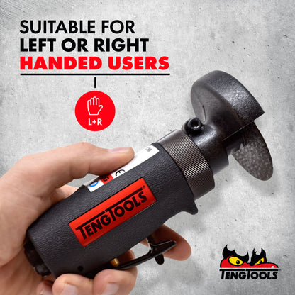 Teng Tools Herramienta de corte de aire neumática ergonómica reversible de alta velocidad con protector de seguridad - ARC80