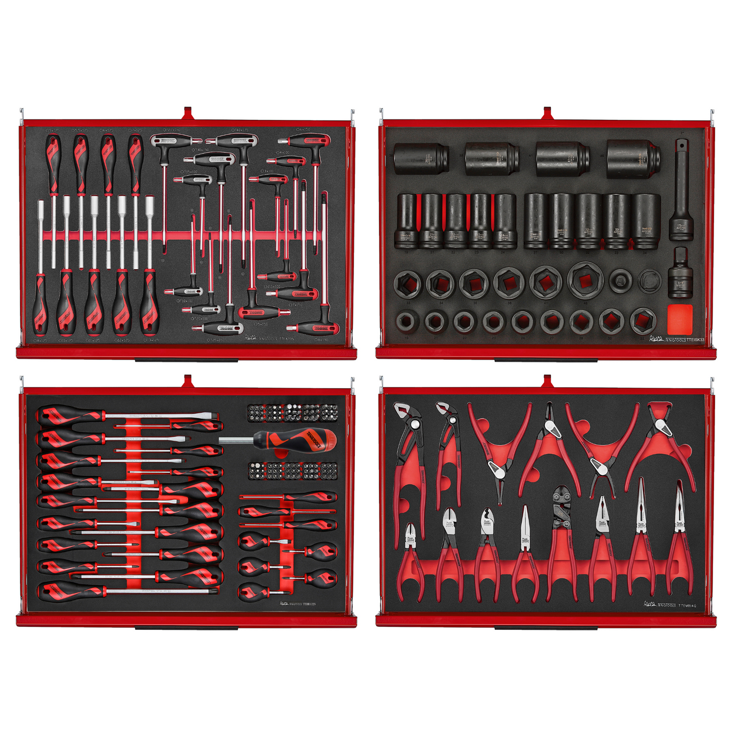 Teng Tools 1133 Piece PRO35 53 Inch Wide Ultimate EVA Foam Red Monster Mega Master Hand Tool Kit - TKS53R1133F