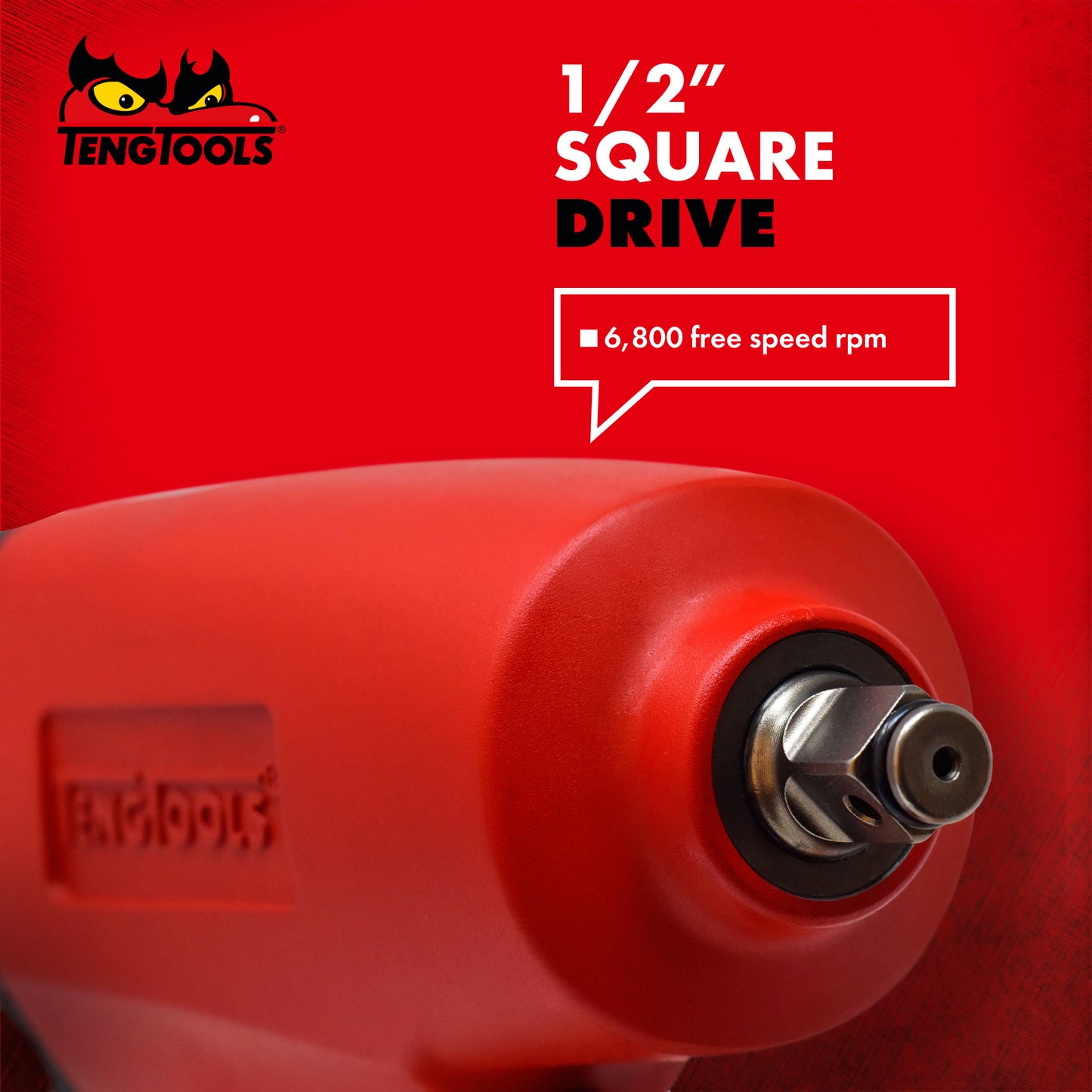 Teng Tools Pistolet à clé à chocs pneumatique en aluminium à couple élevé réversible à entraînement carré de 1/2 pouce - ARWM12