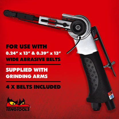 Teng Tools ARBS10 - Lijadora neumática ajustable de 20.000 RPM y 360 grados con correa de aire (con 4 correas)