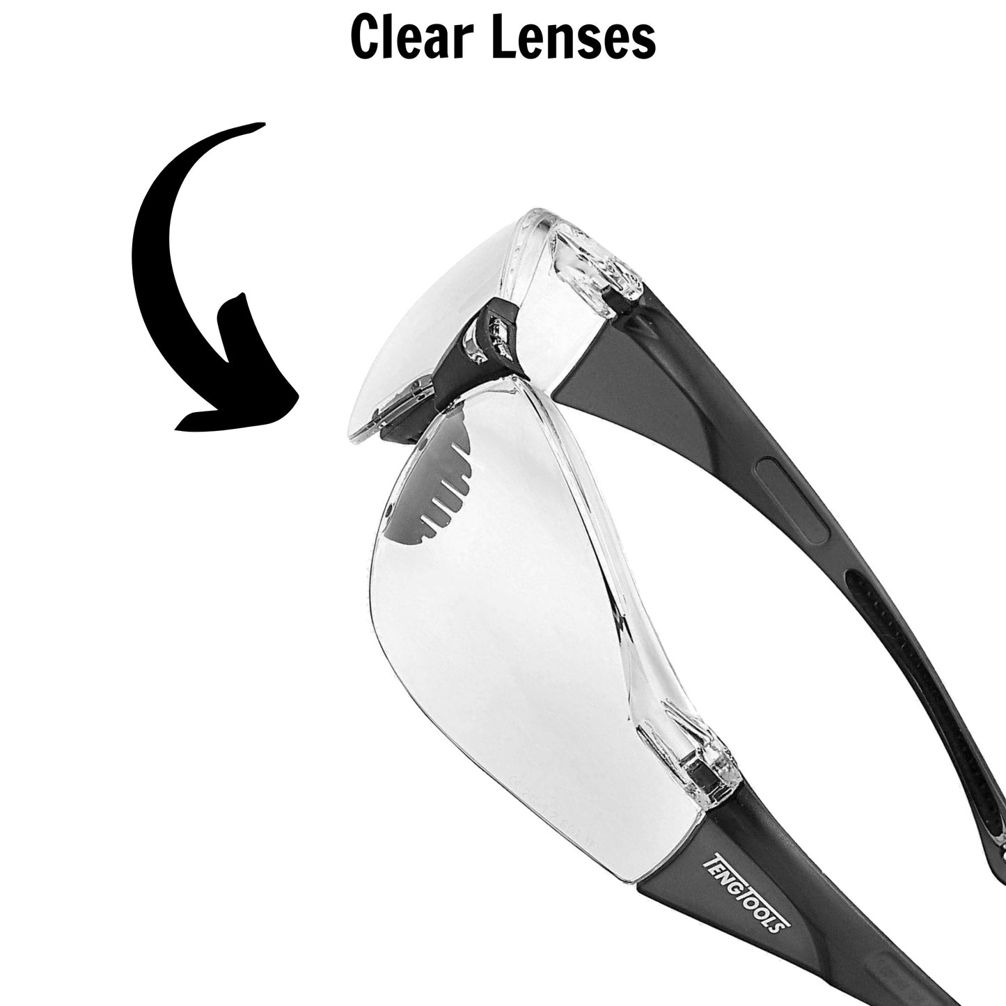 Teng Tools SG713 Lunettes de sécurité anti-buée et résistantes aux rayures avec verres transparents