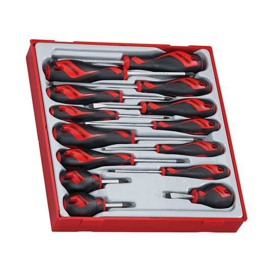 Juego de destornilladores planos, PH y PZ de 14 piezas Teng Tools - TTD914N