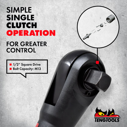 Teng Tools Clé à cliquet pneumatique avant et arrière à couple élevé à entraînement carré de 1/2 pouce - ARR12