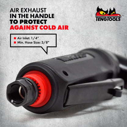 Teng Tools ARG02 - Mini amoladora neumática de aire compuesto en ángulo de 25.000 RPM con silenciador