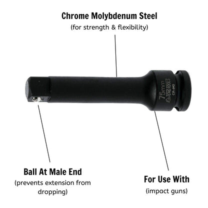 Teng Tools Barra de extensión de impacto de molibdeno cromado de 3/8 pulgadas con accionamiento de 3 pulgadas - 980020-C