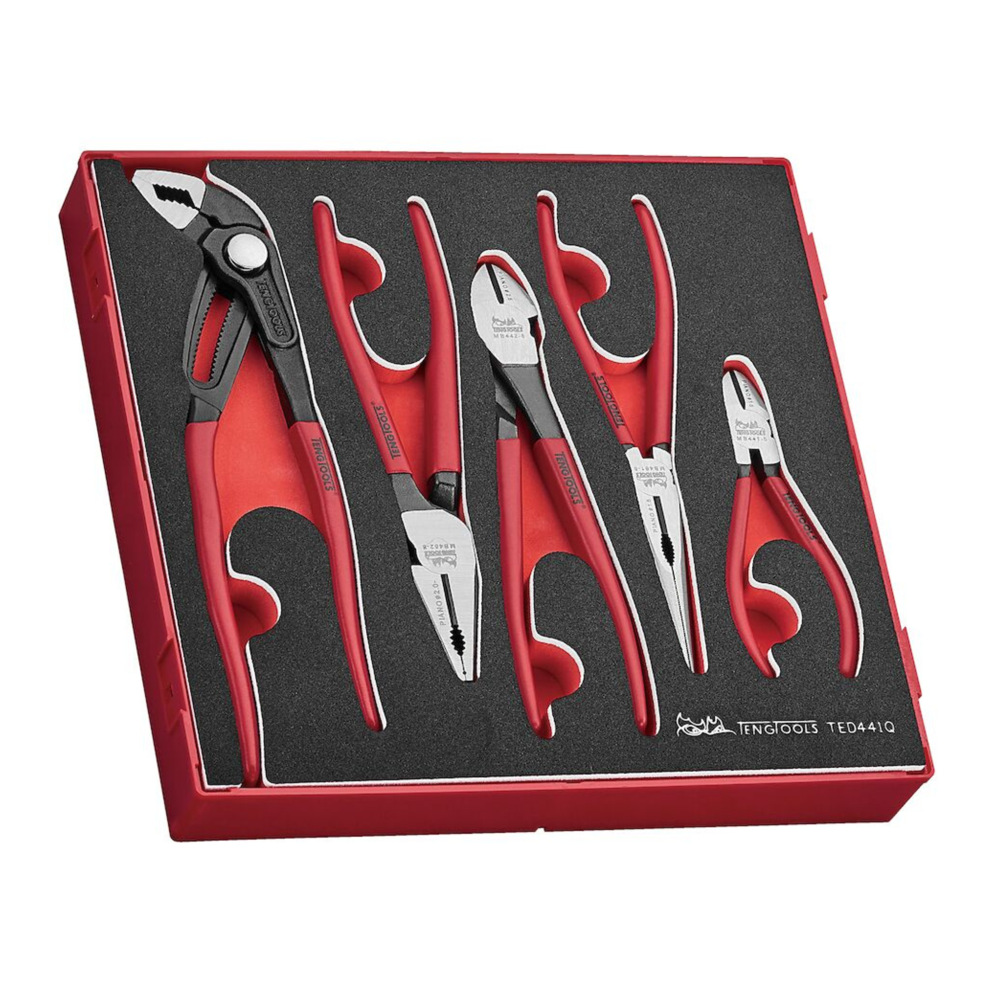 Teng Tools 5 Piece Vinyl Grip Q Plier EVA Foam Set Tool Tray (Side Cut ...