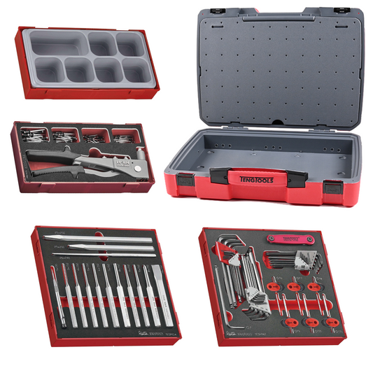 Teng Tools 137 Piece Punch/Chisel, Hex/TX & Rivet Gun Foam Kit - TC-6T-13