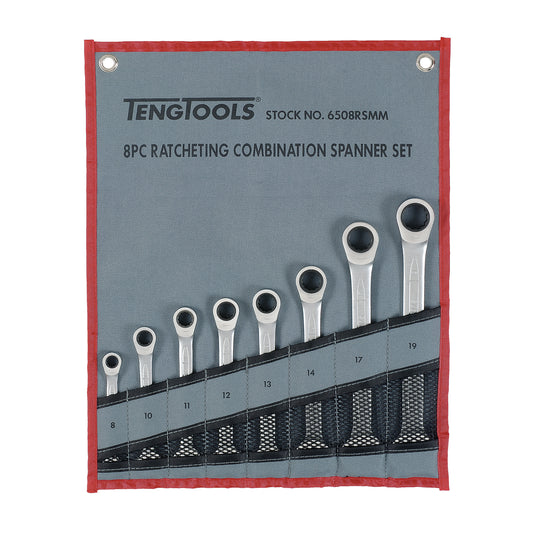 Juego de llaves combinadas con trinquete de 8 piezas Teng Tools 8 mm - 19 mm - 6508RSMM